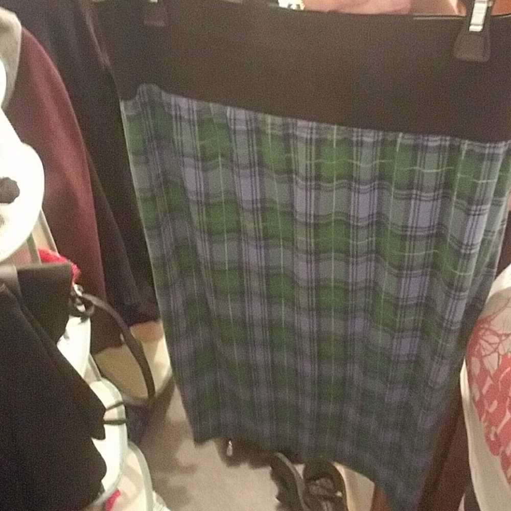 plaid middle calf pencil skirt